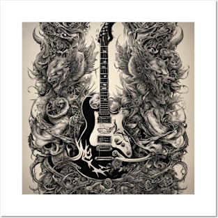 Guitar Smoke Tattoo Art Posters and Art